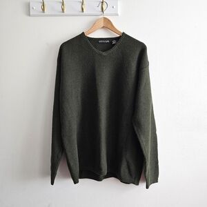 Vintage 90s NWT Structure Olive Green Knit Deadstock Sweater Made in Hong Kong